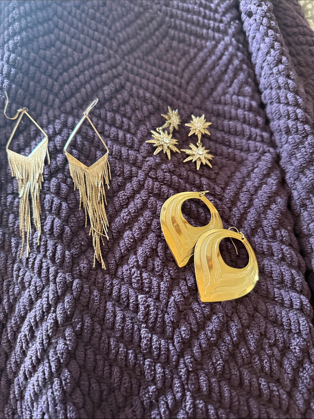 Gold Star & Fringe Statement Earring Set - Gold